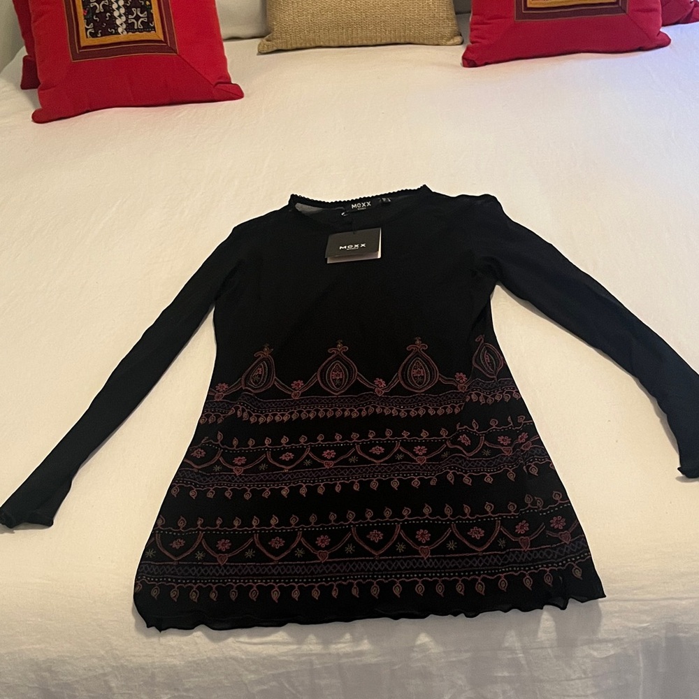 Mexx Black and Pink Patterned Long Sleeve Top